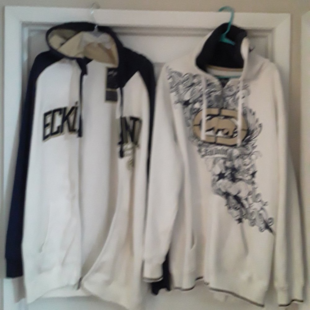 LOT OF 2 ECKO WHITE AND BLUE HOODIES